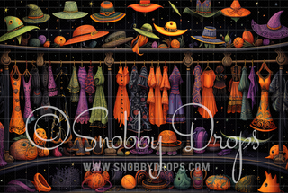 Whimsical Witch Closet Halloween Fabric Backdrop-Fabric Photography Backdrop-Snobby Drops Fabric Backdrops for Photography, Exclusive Designs by Tara Mapes Photography, Enchanted Eye Creations by Tara Mapes, photography backgrounds, photography backdrops, fast shipping, US backdrops, cheap photography backdrops