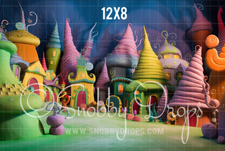 Whimsyville Rainbow Town Fabric Backdrop-Fabric Photography Backdrop-Snobby Drops Fabric Backdrops for Photography, Exclusive Designs by Tara Mapes Photography, Enchanted Eye Creations by Tara Mapes, photography backgrounds, photography backdrops, fast shipping, US backdrops, cheap photography backdrops