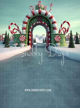 Whimsyville Gate Fabric Backdrop Sweep-Fabric Photography Sweep-Snobby Drops Fabric Backdrops for Photography, Exclusive Designs by Tara Mapes Photography, Enchanted Eye Creations by Tara Mapes, photography backgrounds, photography backdrops, fast shipping, US backdrops, cheap photography backdrops