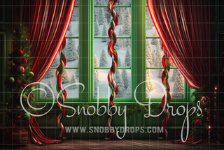 Whimsyville Window Fabric Backdrop-Fabric Photography Backdrop-Snobby Drops Fabric Backdrops for Photography, Exclusive Designs by Tara Mapes Photography, Enchanted Eye Creations by Tara Mapes, photography backgrounds, photography backdrops, fast shipping, US backdrops, cheap photography backdrops