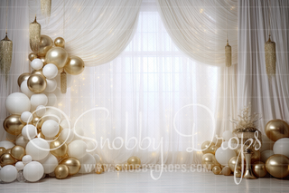 White and Gold Celebration Fabric Backdrop-Fabric Photography Backdrop-Snobby Drops Fabric Backdrops for Photography, Exclusive Designs by Tara Mapes Photography, Enchanted Eye Creations by Tara Mapes, photography backgrounds, photography backdrops, fast shipping, US backdrops, cheap photography backdrops