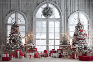 White and Red Christmas Fabric Photography Backdrop-Fabric Photography Backdrop-Snobby Drops Fabric Backdrops for Photography, Exclusive Designs by Tara Mapes Photography, Enchanted Eye Creations by Tara Mapes, photography backgrounds, photography backdrops, fast shipping, US backdrops, cheap photography backdrops