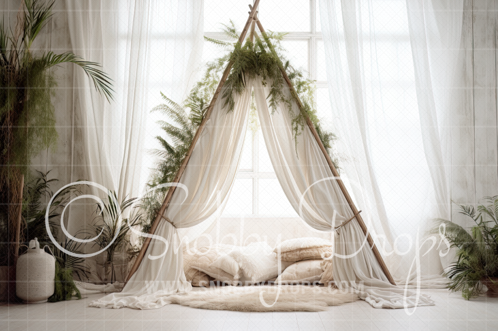 boho tent White Boho Tent Cake Smash Fabric Backdrop by Snobby Drops