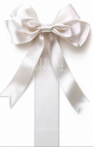 White Bow and Ribbon Fabric Backdrop Sweep-Fabric Photography Sweep-Snobby Drops Fabric Backdrops for Photography, Exclusive Designs by Tara Mapes Photography, Enchanted Eye Creations by Tara Mapes, photography backgrounds, photography backdrops, fast shipping, US backdrops, cheap photography backdrops