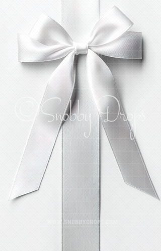 White Bow and Ribbon Fabric Backdrop Sweep-Fabric Photography Sweep-Snobby Drops Fabric Backdrops for Photography, Exclusive Designs by Tara Mapes Photography, Enchanted Eye Creations by Tara Mapes, photography backgrounds, photography backdrops, fast shipping, US backdrops, cheap photography backdrops