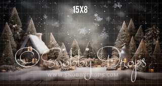 White Christmas Studio Fabric Backdrop-Fabric Photography Backdrop-Snobby Drops Fabric Backdrops for Photography, Exclusive Designs by Tara Mapes Photography, Enchanted Eye Creations by Tara Mapes, photography backgrounds, photography backdrops, fast shipping, US backdrops, cheap photography backdrops