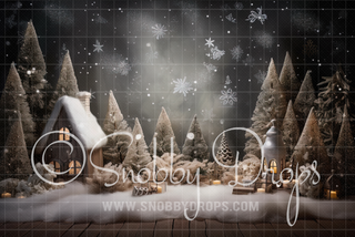 White Christmas Studio Fabric Backdrop-Fabric Photography Backdrop-Snobby Drops Fabric Backdrops for Photography, Exclusive Designs by Tara Mapes Photography, Enchanted Eye Creations by Tara Mapes, photography backgrounds, photography backdrops, fast shipping, US backdrops, cheap photography backdrops