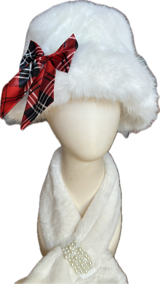 White Faux Fur Christmas Hat, Scarf or Combo-Accessories-Snobby Drops Fabric Backdrops for Photography, Exclusive Designs by Tara Mapes Photography, Enchanted Eye Creations by Tara Mapes, photography backgrounds, photography backdrops, fast shipping, US backdrops, cheap photography backdrops