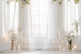 White Room and Roses Fabric Backdrop-Fabric Photography Backdrop-Snobby Drops Fabric Backdrops for Photography, Exclusive Designs by Tara Mapes Photography, Enchanted Eye Creations by Tara Mapes, photography backgrounds, photography backdrops, fast shipping, US backdrops, cheap photography backdrops