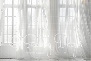 White Room with Curtains Fabric Backdrop-Fabric Photography Backdrop-Snobby Drops Fabric Backdrops for Photography, Exclusive Designs by Tara Mapes Photography, Enchanted Eye Creations by Tara Mapes, photography backgrounds, photography backdrops, fast shipping, US backdrops, cheap photography backdrops