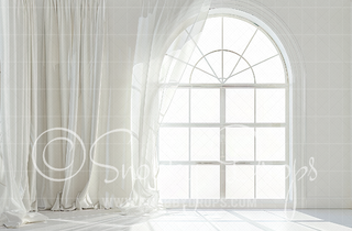 White Room with Window Fabric Backdrop-Fabric Photography Backdrop-Snobby Drops Fabric Backdrops for Photography, Exclusive Designs by Tara Mapes Photography, Enchanted Eye Creations by Tara Mapes, photography backgrounds, photography backdrops, fast shipping, US backdrops, cheap photography backdrops