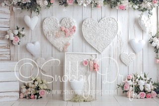 White Valentine Studio Fabric Backdrop-Fabric Photography Backdrop-Snobby Drops Fabric Backdrops for Photography, Exclusive Designs by Tara Mapes Photography, Enchanted Eye Creations by Tara Mapes, photography backgrounds, photography backdrops, fast shipping, US backdrops, cheap photography backdrops