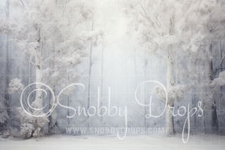 White Winter Trees Forest in Snow Fabric Backdrop-Fabric Photography Backdrop-Snobby Drops Fabric Backdrops for Photography, Exclusive Designs by Tara Mapes Photography, Enchanted Eye Creations by Tara Mapes, photography backgrounds, photography backdrops, fast shipping, US backdrops, cheap photography backdrops