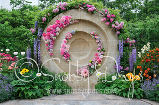 Wicked Flower Wedding Arch Circle Fabric Backdrop WKD99-Fabric Photography Backdrop-Snobby Drops Fabric Backdrops for Photography, Exclusive Designs by Tara Mapes Photography, Enchanted Eye Creations by Tara Mapes, photography backgrounds, photography backdrops, fast shipping, US backdrops, cheap photography backdrops