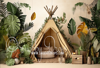 Wild One Teepee Cake Smash Fabric Tot Drop-Fabric Photography Backdrop-Snobby Drops Fabric Backdrops for Photography, Exclusive Designs by Tara Mapes Photography, Enchanted Eye Creations by Tara Mapes, photography backgrounds, photography backdrops, fast shipping, US backdrops, cheap photography backdrops