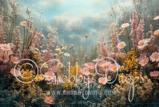 Wildflower Fairy Garden Fabric Backdrop-Fabric Photography Backdrop-Snobby Drops Fabric Backdrops for Photography, Exclusive Designs by Tara Mapes Photography, Enchanted Eye Creations by Tara Mapes, photography backgrounds, photography backdrops, fast shipping, US backdrops, cheap photography backdrops