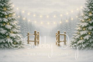 Winter Fence Fabric Backdrop-Fabric Photography Backdrop-Snobby Drops Fabric Backdrops for Photography, Exclusive Designs by Tara Mapes Photography, Enchanted Eye Creations by Tara Mapes, photography backgrounds, photography backdrops, fast shipping, US backdrops, cheap photography backdrops