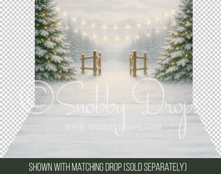 Winter Fence Snow Fabric or Rubber Backed Floor-Floor-Snobby Drops Fabric Backdrops for Photography, Exclusive Designs by Tara Mapes Photography, Enchanted Eye Creations by Tara Mapes, photography backgrounds, photography backdrops, fast shipping, US backdrops, cheap photography backdrops