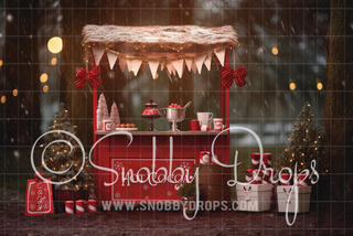 Winter Hot Chocolate Bar Fabric Backdrop-Fabric Photography Backdrop-Snobby Drops Fabric Backdrops for Photography, Exclusive Designs by Tara Mapes Photography, Enchanted Eye Creations by Tara Mapes, photography backgrounds, photography backdrops, fast shipping, US backdrops, cheap photography backdrops