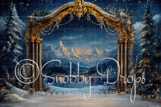 Winter Nutcracker Realm Fabric Backdrop-Fabric Photography Backdrop-Snobby Drops Fabric Backdrops for Photography, Exclusive Designs by Tara Mapes Photography, Enchanted Eye Creations by Tara Mapes, photography backgrounds, photography backdrops, fast shipping, US backdrops, cheap photography backdrops