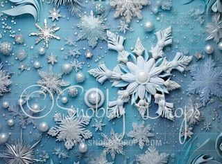 Winter Snowflakes Newborn Fabric Wee Drop-Fabric Photography Backdrop-Snobby Drops Fabric Backdrops for Photography, Exclusive Designs by Tara Mapes Photography, Enchanted Eye Creations by Tara Mapes, photography backgrounds, photography backdrops, fast shipping, US backdrops, cheap photography backdrops