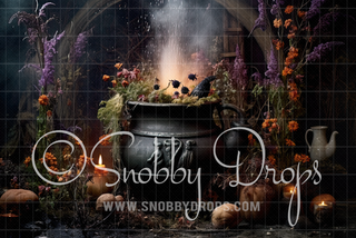 Witch Cauldron Halloween Fabric Backdrop-Fabric Photography Backdrop-Snobby Drops Fabric Backdrops for Photography, Exclusive Designs by Tara Mapes Photography, Enchanted Eye Creations by Tara Mapes, photography backgrounds, photography backdrops, fast shipping, US backdrops, cheap photography backdrops