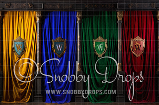 Wizard House Selection Curtains Fabric Backdrop-Fabric Photography Backdrop-Snobby Drops Fabric Backdrops for Photography, Exclusive Designs by Tara Mapes Photography, Enchanted Eye Creations by Tara Mapes, photography backgrounds, photography backdrops, fast shipping, US backdrops, cheap photography backdrops