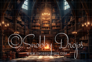 Wizard Library Fabric Backdrop-Fabric Photography Backdrop-Snobby Drops Fabric Backdrops for Photography, Exclusive Designs by Tara Mapes Photography, Enchanted Eye Creations by Tara Mapes, photography backgrounds, photography backdrops, fast shipping, US backdrops, cheap photography backdrops