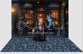 Wizard Magic Shop Fabric Backdrop-Fabric Photography Backdrop-Snobby Drops Fabric Backdrops for Photography, Exclusive Designs by Tara Mapes Photography, Enchanted Eye Creations by Tara Mapes, photography backgrounds, photography backdrops, fast shipping, US backdrops, cheap photography backdrops