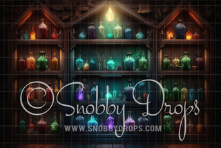 Wizard Potions Fabric Backdrop-Fabric Photography Backdrop-Snobby Drops Fabric Backdrops for Photography, Exclusive Designs by Tara Mapes Photography, Enchanted Eye Creations by Tara Mapes, photography backgrounds, photography backdrops, fast shipping, US backdrops, cheap photography backdrops
