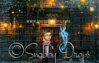Wizard Wand Shop Fabric Backdrop-Fabric Photography Backdrop-Snobby Drops Fabric Backdrops for Photography, Exclusive Designs by Tara Mapes Photography, Enchanted Eye Creations by Tara Mapes, photography backgrounds, photography backdrops, fast shipping, US backdrops, cheap photography backdrops