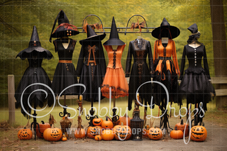 Woodsy Witch Wardrobe Halloween Fabric Backdrop-Fabric Photography Backdrop-Snobby Drops Fabric Backdrops for Photography, Exclusive Designs by Tara Mapes Photography, Enchanted Eye Creations by Tara Mapes, photography backgrounds, photography backdrops, fast shipping, US backdrops, cheap photography backdrops