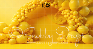 Yellow Balloon Arch Backdrop-Fabric Photography Backdrop-Snobby Drops Fabric Backdrops for Photography, Exclusive Designs by Tara Mapes Photography, Enchanted Eye Creations by Tara Mapes, photography backgrounds, photography backdrops, fast shipping, US backdrops, cheap photography backdrops