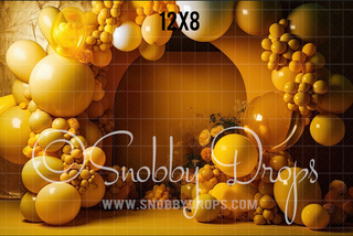 Yellow Balloon Arch Backdrop-Fabric Photography Backdrop-Snobby Drops Fabric Backdrops for Photography, Exclusive Designs by Tara Mapes Photography, Enchanted Eye Creations by Tara Mapes, photography backgrounds, photography backdrops, fast shipping, US backdrops, cheap photography backdrops