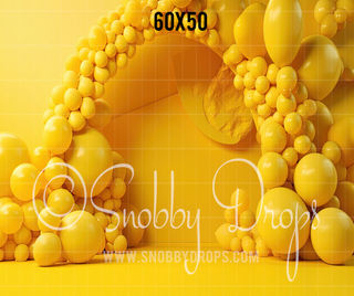 Yellow Balloon Arch Backdrop-Fabric Photography Backdrop-Snobby Drops Fabric Backdrops for Photography, Exclusive Designs by Tara Mapes Photography, Enchanted Eye Creations by Tara Mapes, photography backgrounds, photography backdrops, fast shipping, US backdrops, cheap photography backdrops