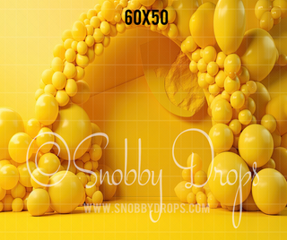 Yellow Balloon Arch Tot Drop-Fabric Photography Backdrop-Snobby Drops Fabric Backdrops for Photography, Exclusive Designs by Tara Mapes Photography, Enchanted Eye Creations by Tara Mapes, photography backgrounds, photography backdrops, fast shipping, US backdrops, cheap photography backdrops
