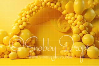 Yellow Balloon Arch Tot Drop-Fabric Photography Backdrop-Snobby Drops Fabric Backdrops for Photography, Exclusive Designs by Tara Mapes Photography, Enchanted Eye Creations by Tara Mapes, photography backgrounds, photography backdrops, fast shipping, US backdrops, cheap photography backdrops