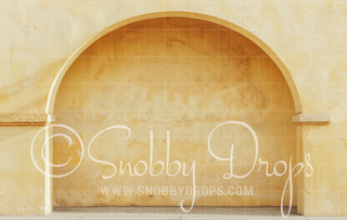 Yellow Stucco Arch Fabric Backdrop-Fabric Photography Backdrop-Snobby Drops Fabric Backdrops for Photography, Exclusive Designs by Tara Mapes Photography, Enchanted Eye Creations by Tara Mapes, photography backgrounds, photography backdrops, fast shipping, US backdrops, cheap photography backdrops